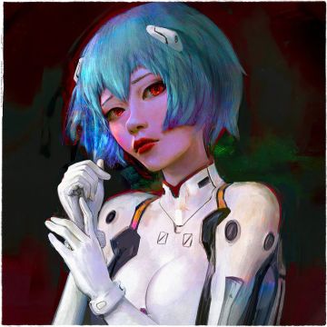 Canvas: Rei Ayanami - 50 x 50 cm