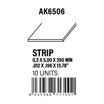 Strips 0.30 x 5.00 x 350mm - Styrene Strip