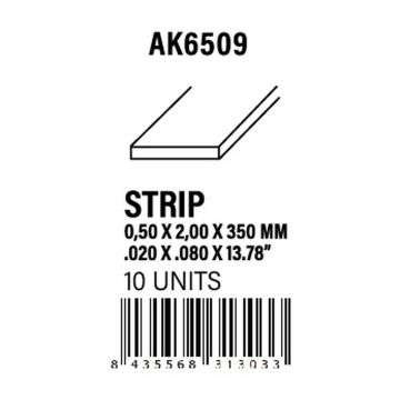 Strips 0.50 x 2.00 x 350mm - Styrene Strip