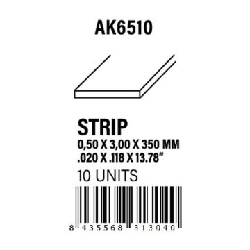 Strips 0.50 x 3.00 x 350mm - Styrene Strip