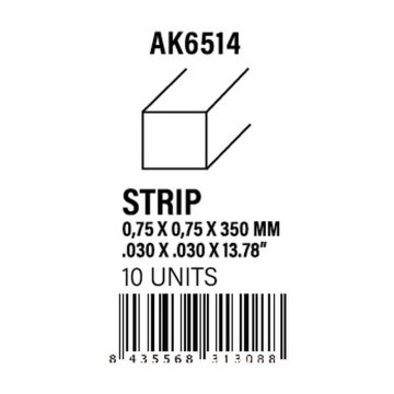 Strips 0.75 x 0.75 x 350mm - Styrene Strip