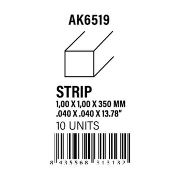 Strips 1.00 x 1.00 x 350mm - Styrene Strip