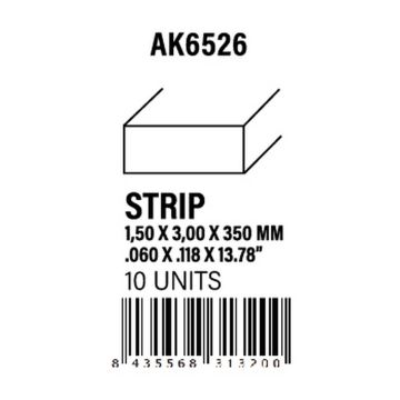 Strips 1.50 x 3.00 x 350mm - Styrene Strip