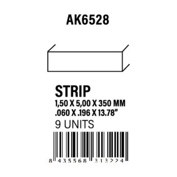 Strips 1.50 x 5.00 x 350mm - Styrene Strip
