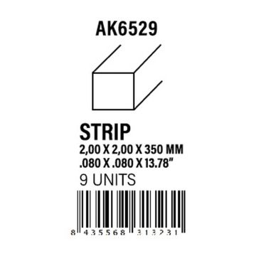 Strips 2.00 x 2.00 x 350mm - Styrene Strip