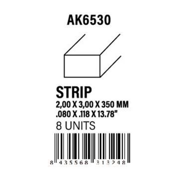 Strips 2.00 x 3.00 x 350mm - Styrene Strip