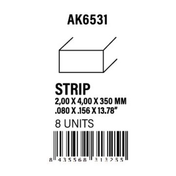Strips 2.00 x 4.00 x 350mm - Styrene Strip
