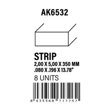 Strips 2.00 x 5.00 x 350mm - Styrene Strip