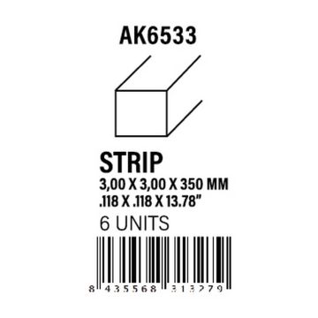 Strips 3.00 x 3.00 x 350mm - Styrene Strip