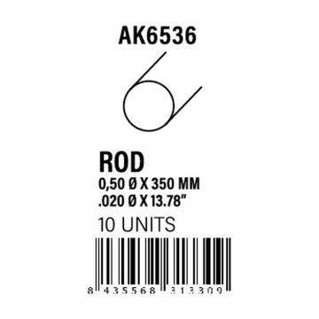 Rod 0.50 diameter x 350mm - Styrene Strip