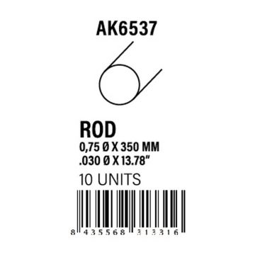 Rod 0.75 diameter x 350mm - Styrene Strip