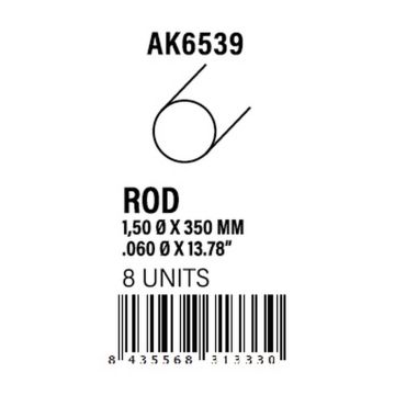 Rod 1.50 diameter x 350mm - Styrene Strip