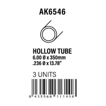 Hollow Tube 6.00d x 350mm (W.T. 0,7mm) - Styrene Strip