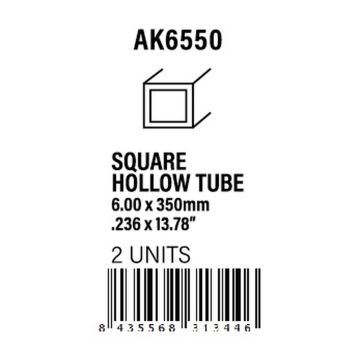 Square Hollow Tube 6.00 x 350mm (0,7mm) - Styrene Strip