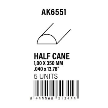 Half Cane 1.00 x 350mm - Styrene Strip