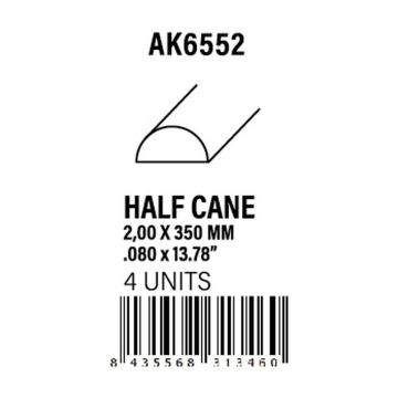 Half Cane 2.00 x 350mm - Styrene Strip