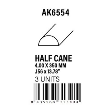 Half Cane 4.00 x 350mm - Styrene Strip