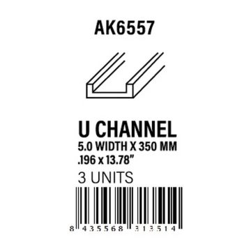 U Channel 5.0 width x 350mm - Styrene Strip