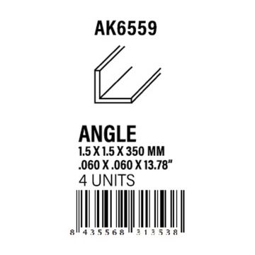 Angle 1.50 x 1.50 x 350mm - Styrene Strip