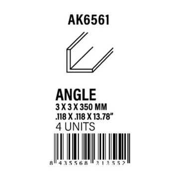 Angle 2.5 x 2.5 x 350mm - Styrene Strip