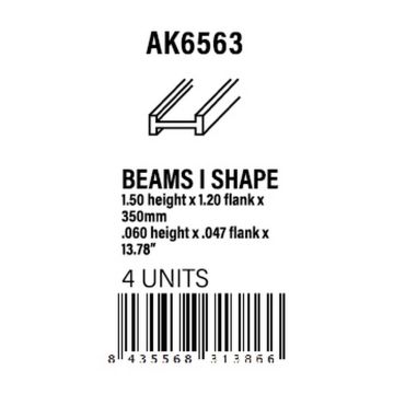 Beams I Shape 1.5 X 1.2 X 350mm X 4units Styrene