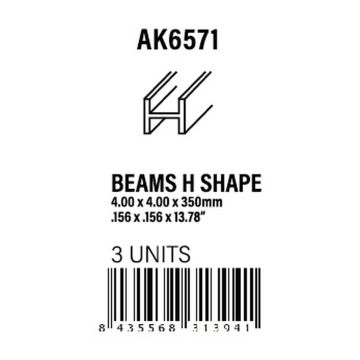 Beams H Shape 4.0 X 4.0 X 350 Mm X 3 Units Styrene