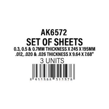 0.25mm thickness x 245 x 195mm - Styrene Sheet