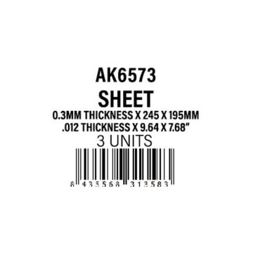 0.3mm thickness x 245 x 195mm - Styrene Sheet