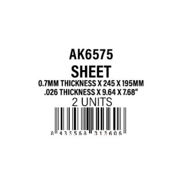 0.7mm thickness x 245 x 195mm - Styrene Sheet