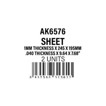 1mm thickness x 245 x 195mm - Styrene Sheet