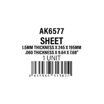 1.5mm thickness x 245 x 195mm - Styrene Sheet