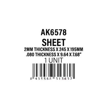 2mm thickness x 245 x 195mm - Styrene Sheet