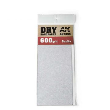 AK Tools: Dry Sandpaper 600 Grit. 3 units