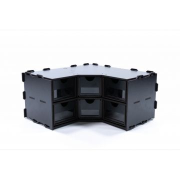Black Paint Rack: Corner Unit With Drawers