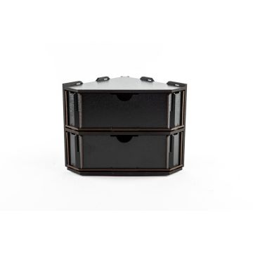 Black Paint Rack: End Piece with Two Drawers