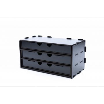 Black Paint Rack: Wardrobe 3 Long Drawers
