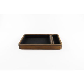 Dice Tray - Beechwood with Two Pockets - Brown