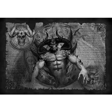 Canvas: Demon Scroll Grey - 90 x 60 cm