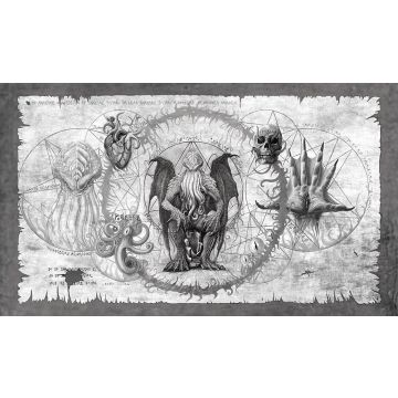 TCG: Cthulhu Scroll Grey Stitched Playmat - 61 x 35 cm
