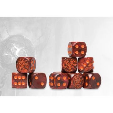Dweghom Logo on Dark Grey Marbled Dice