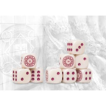 Sorcerer Kings Logo on Royal Magenta Marbled Dice