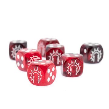 Conquest First Blood: Logo on Dark Red / Black Marbled Dice