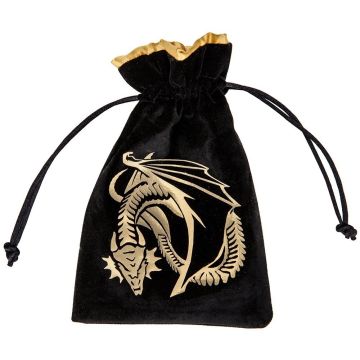 Dragon Velour Dice Bag - Black & Golden