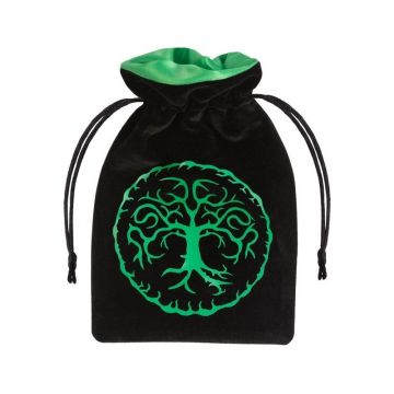 Forest Velour Dice Bag - Black & Green