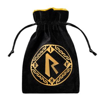 Runic Velour Dice Bag - Black & Golden