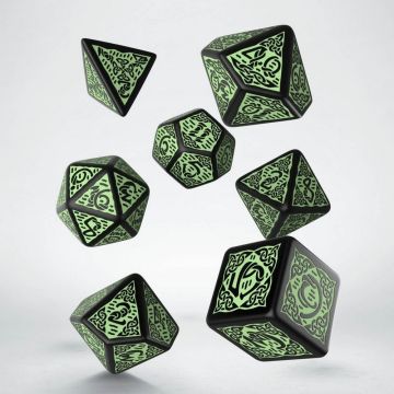 Celtic 3D Revised Dice Set - Black & Green