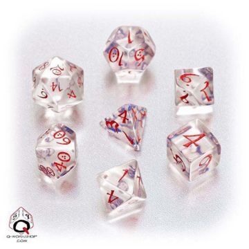 Classic RPG Dice Set - Transparent Blue and Red
