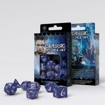 Classic RPG Dice Set - Cobalt & White