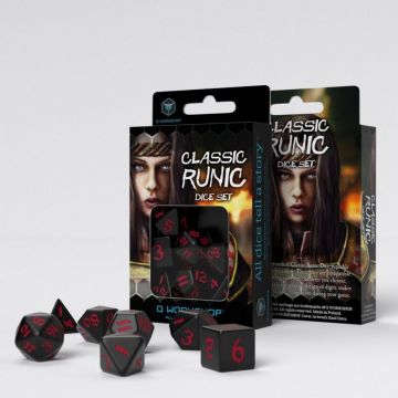 Classic Runic Dice Set - Black & Red