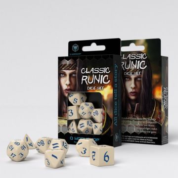 Classic Runic Dice Set - Beige & Blue